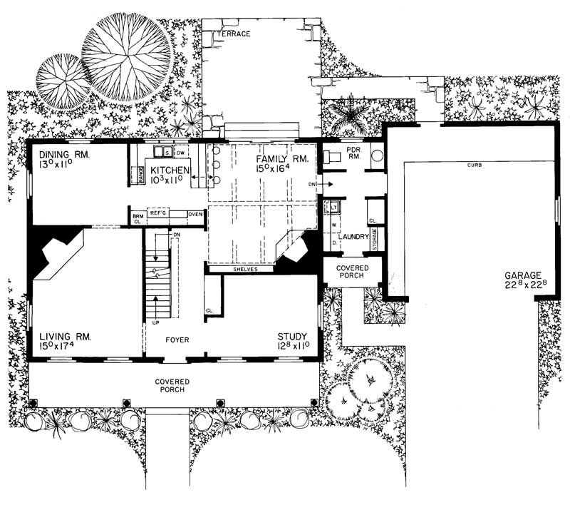 Floor Plan First Story of Colonial Plan #137-1657