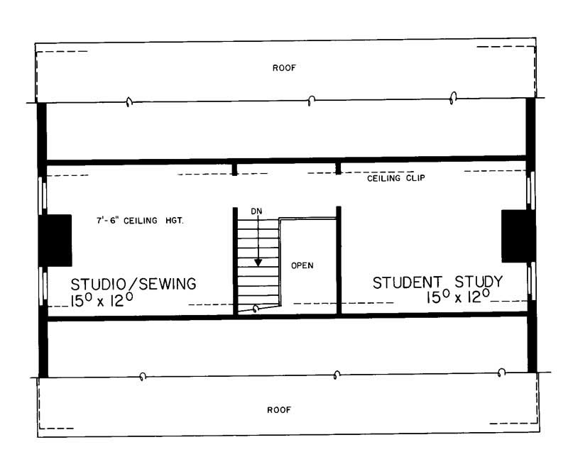 Floor Plan Third Story of Colonial Plan #137-1657