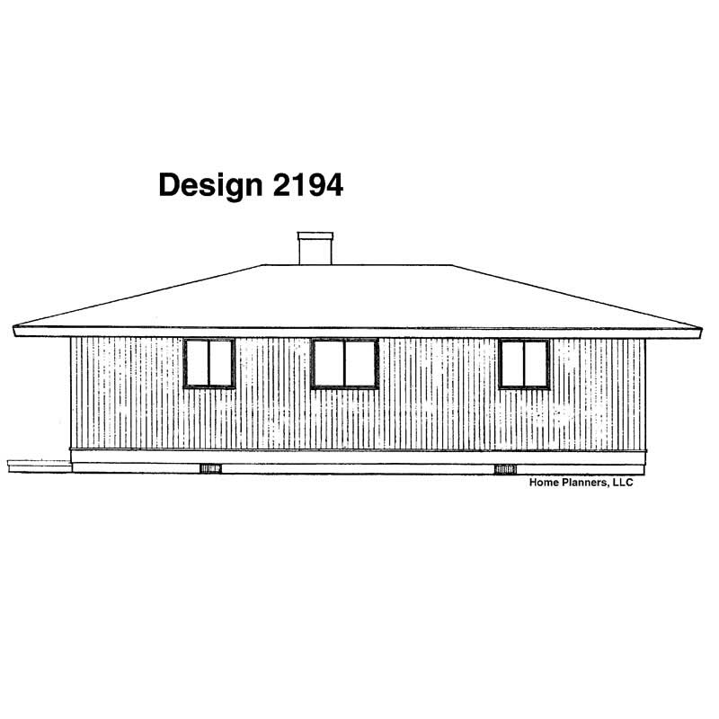 Home Plan Rear Elevation of this 3-Bedroom,882 Sq Ft Plan -137-1660
