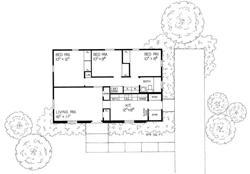 Floor Plan First Story of Ranch Plan #137-1660