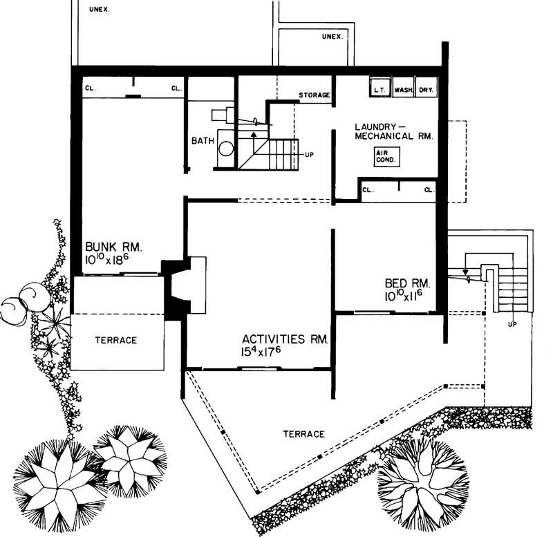 Floor Plan Basement of Contemporary Plan #137-1662