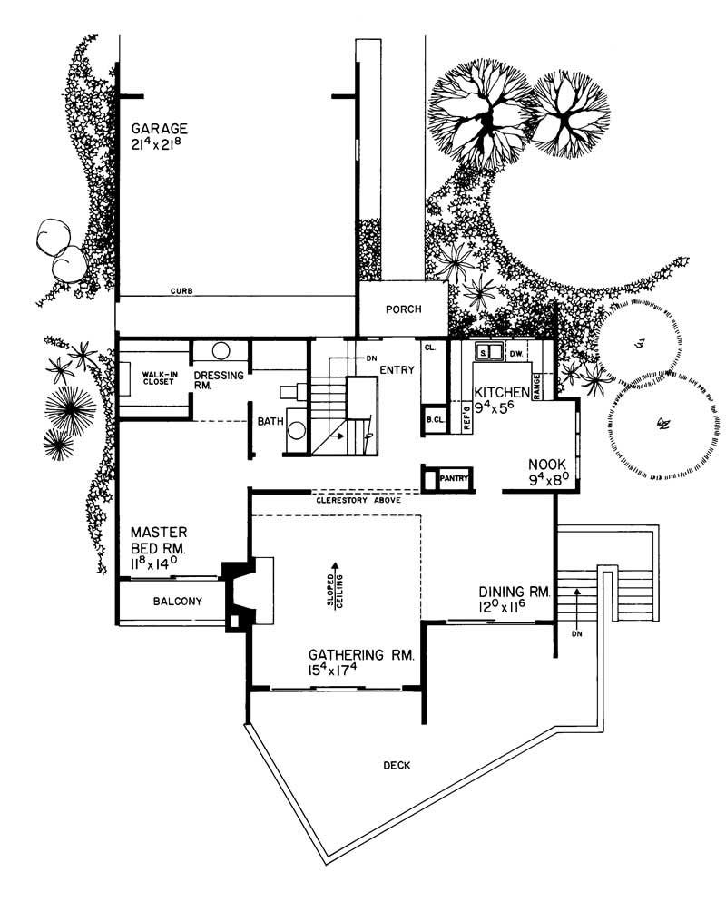 Floor Plan First Story of Contemporary Plan #137-1662
