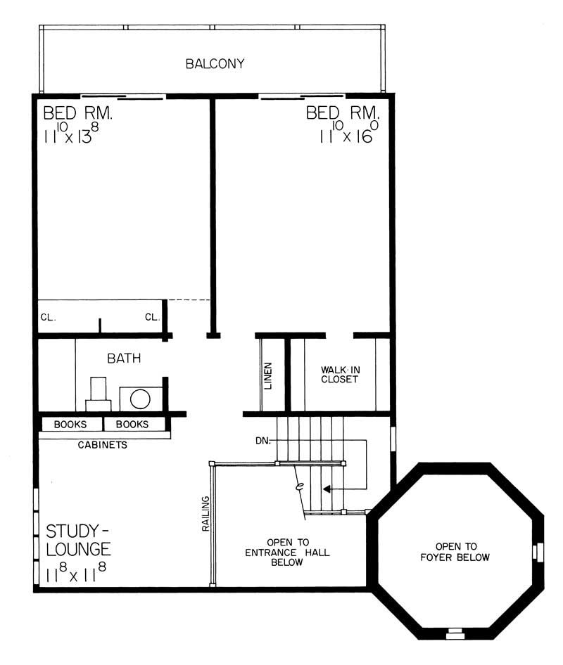 Floor Plan Second Story of European Plan #137-1664
