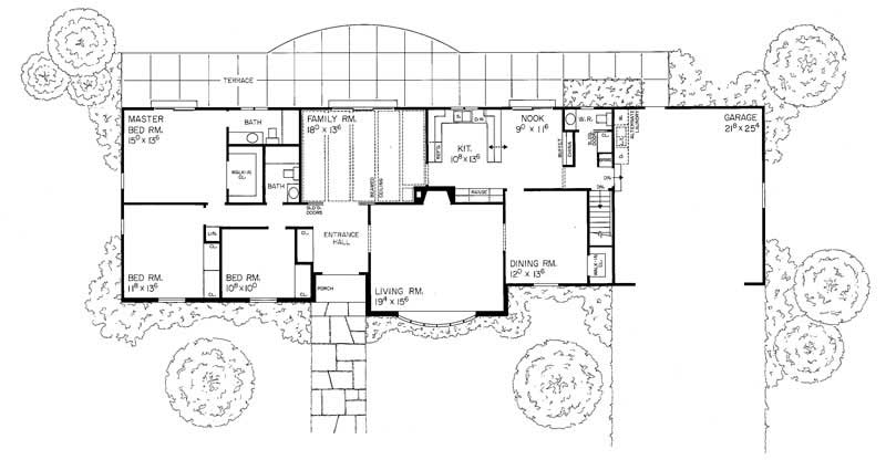 Floor Plan First Story of Ranch Plan #137-1671