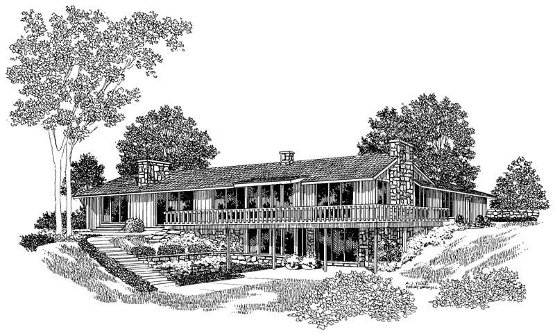 Home Plan Rear Elevation of this 3-Bedroom,2606 Sq Ft Plan -137-1673