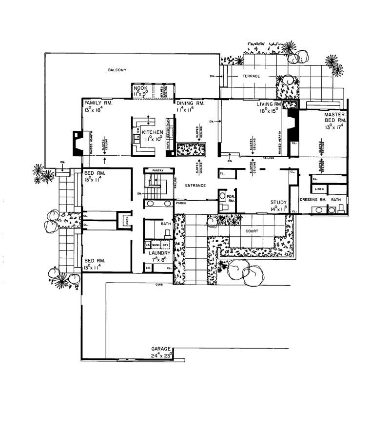 Floor Plan First Story of Contemporary Plan #137-1673