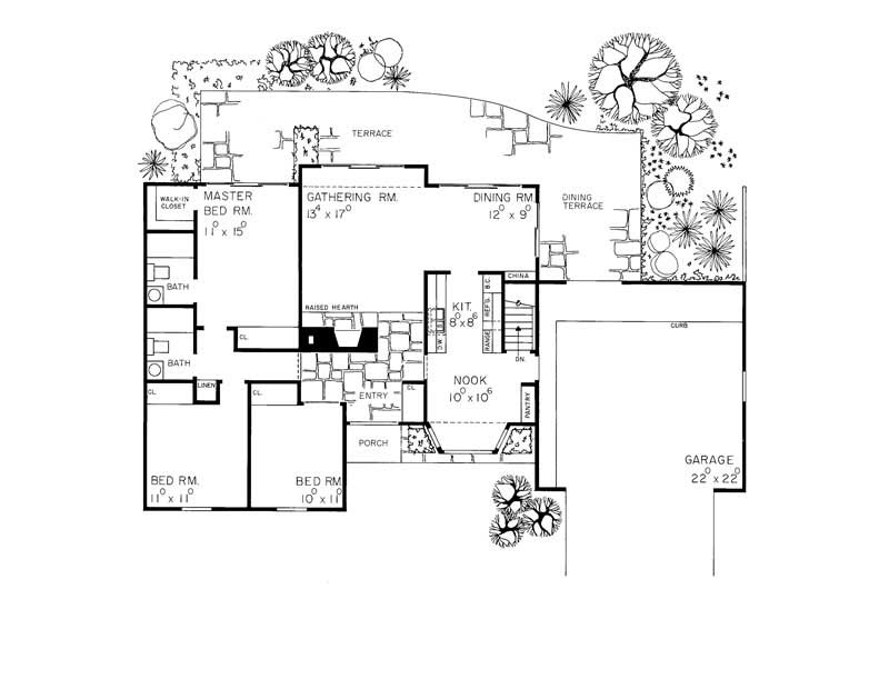 Floor Plan First Story of Small House Plans #137-1674