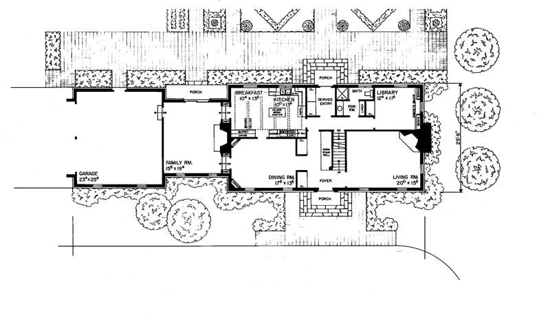 Floor Plan First Story of Colonial Plan #137-1677