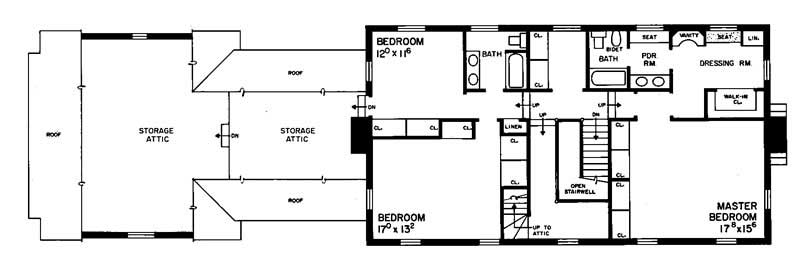 Floor Plan Second Story of Colonial Plan #137-1677