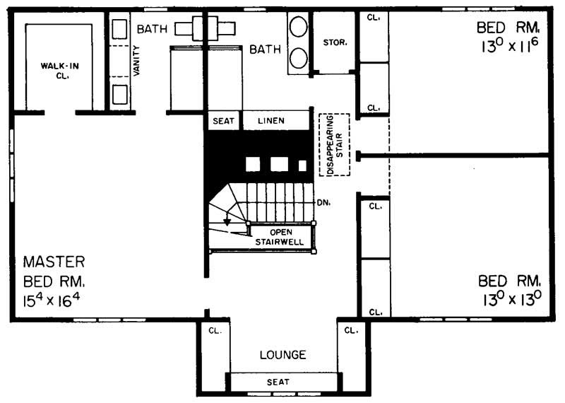 Floor Plan Second Story of Contemporary Plan #137-1678