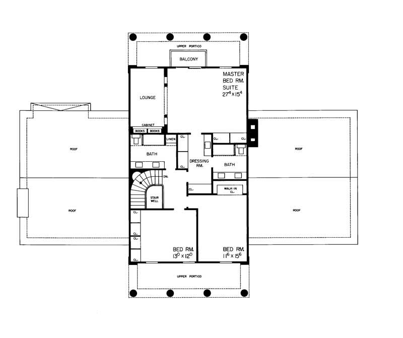 Floor Plan Second Story of Colonial Plan #137-1681