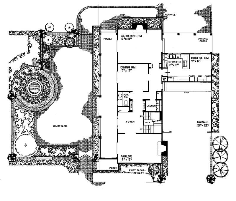 Floor Plan First Story of Colonial Plan #137-1687