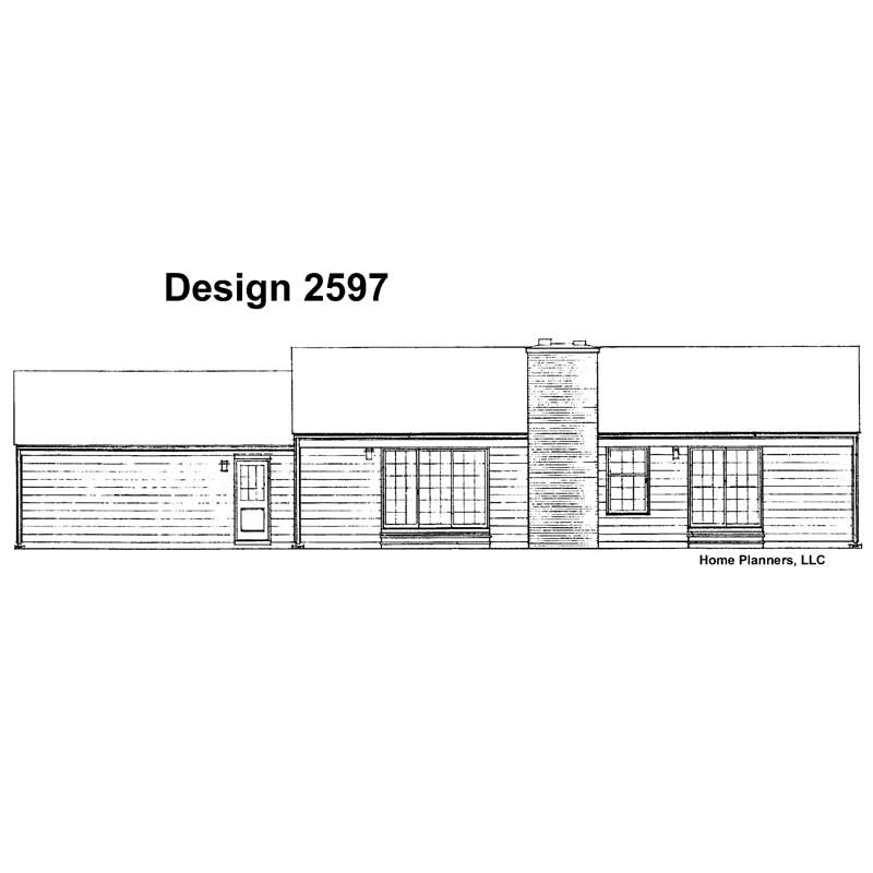 Home Plan Rear Elevation of this 3-Bedroom,1515 Sq Ft Plan -137-1689