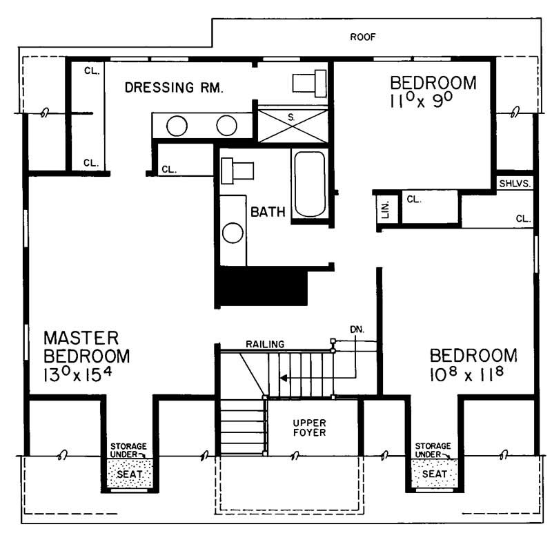 Floor Plan Second Story of Cape Cod Plan #137-1690