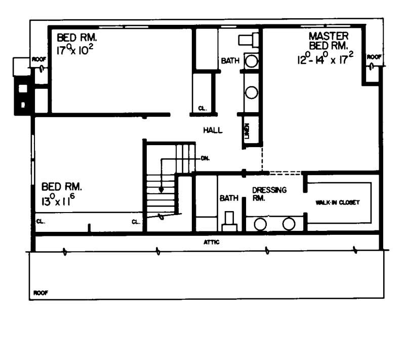 Floor Plan Second Story of Cape Cod Plan #137-1692