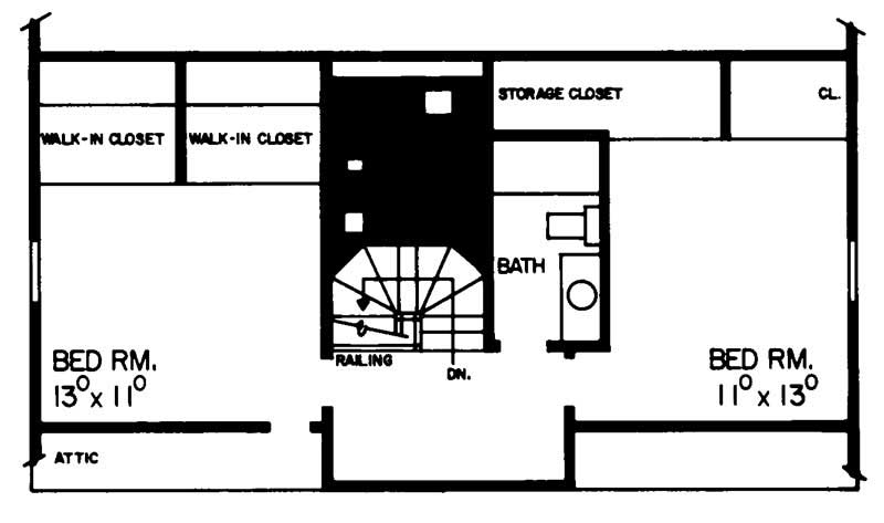Floor Plan Second Story of Colonial Plan #137-1693
