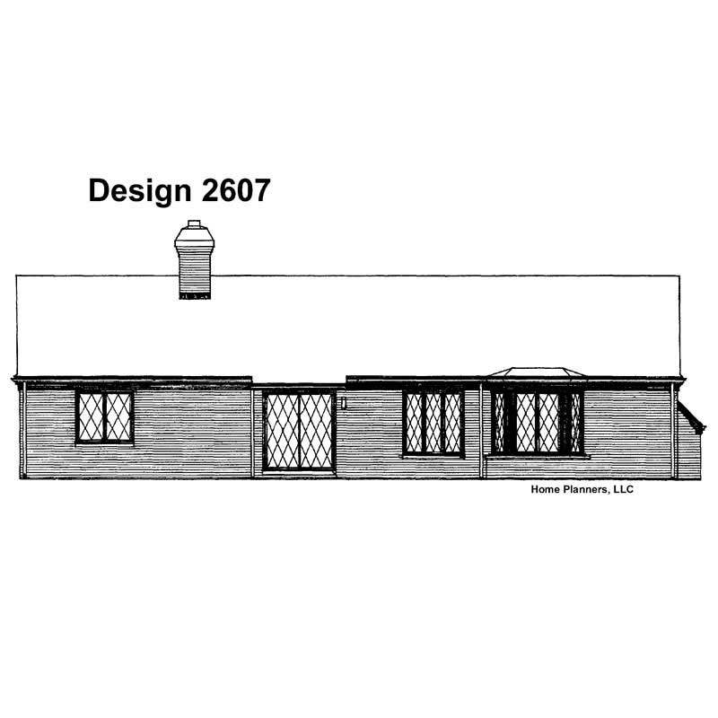 Home Plan Rear Elevation of this 2-Bedroom,1208 Sq Ft Plan -137-1694
