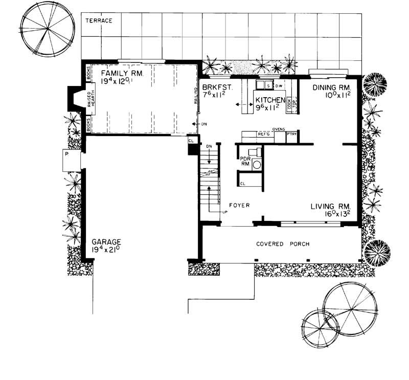 Floor Plan First Story of Country Plan #137-1696