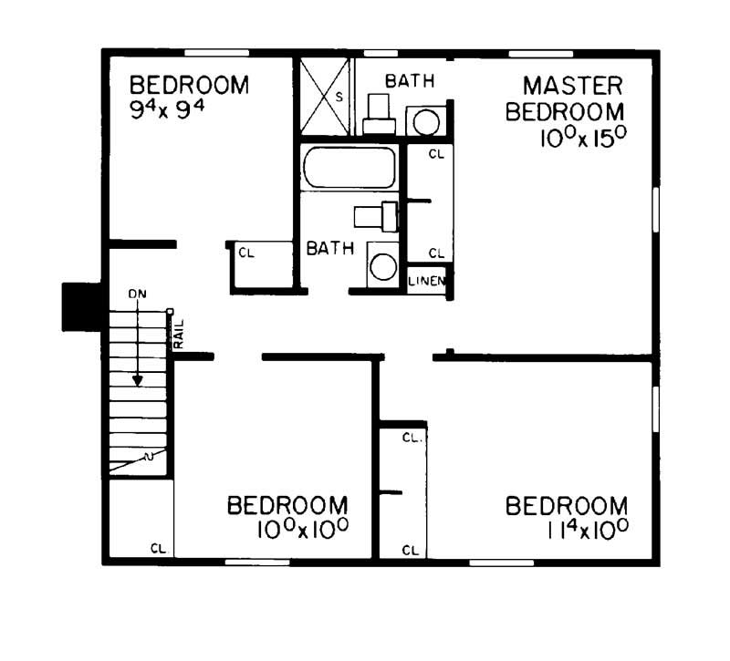Floor Plan Second Story of Country Plan #137-1696