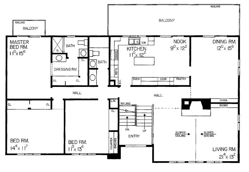 Floor Plan Second Story of European Plan #137-1697