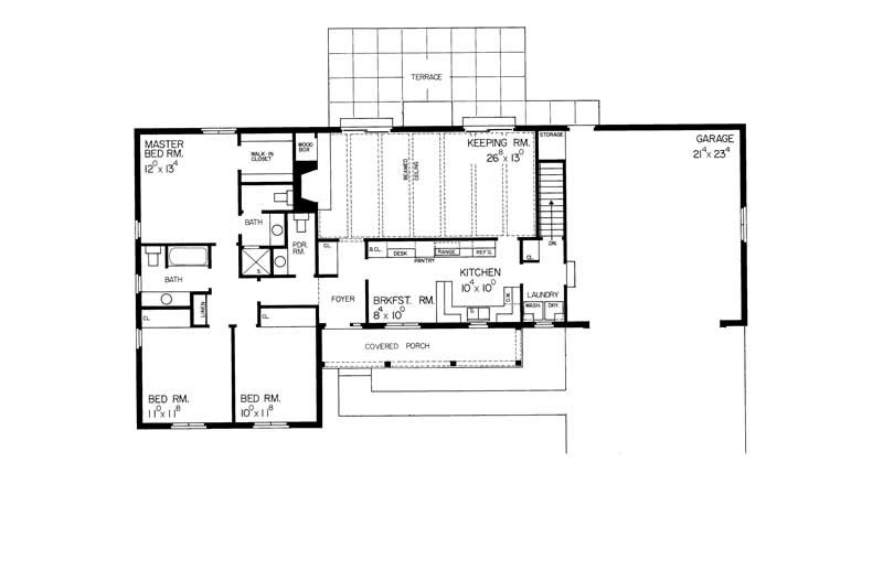 Floor Plan First Story of Ranch Plan #137-1700
