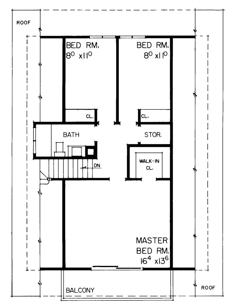 Floor Plan Second Story of Contemporary Plan #137-1702