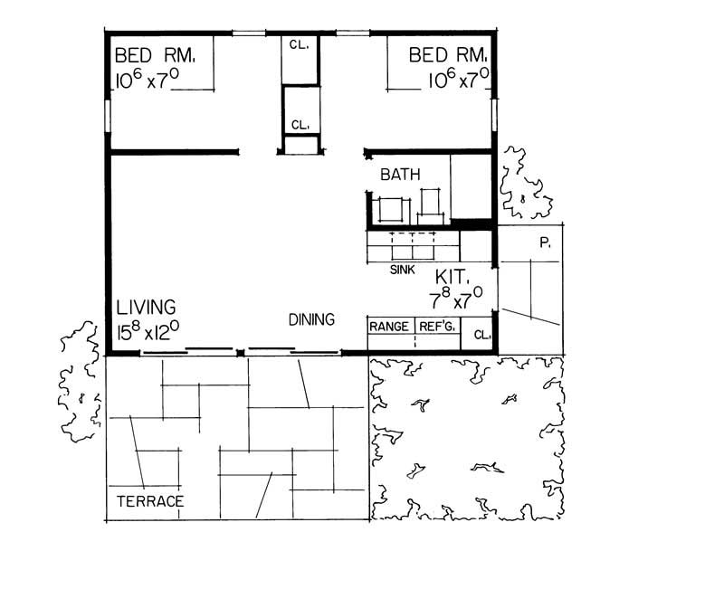 Floor Plan First Story of Country Plan #137-1703