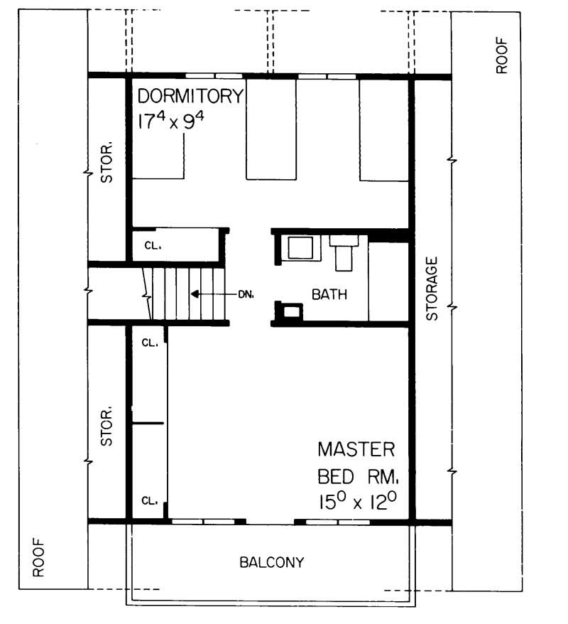 Floor Plan Second Story of Contemporary Plan #137-1707