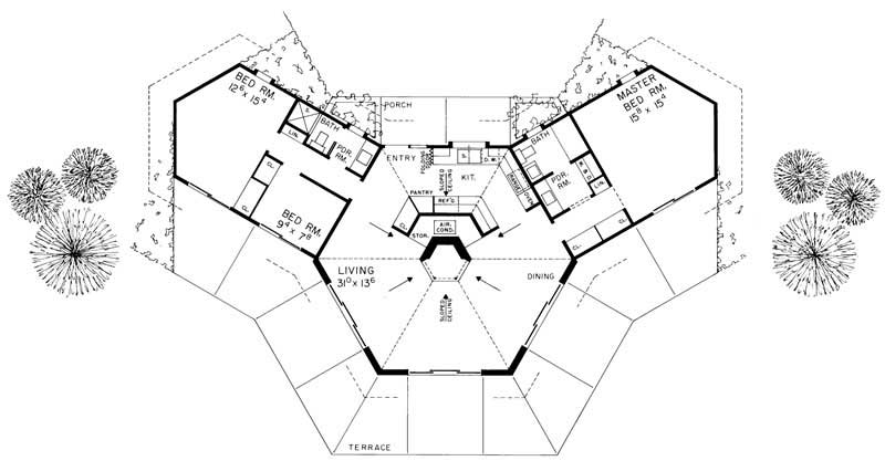 Floor Plan First Story of Contemporary Plan #137-1708
