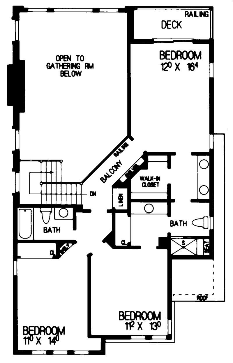 Floor Plan Second Story of Craftsman Plan #137-1709