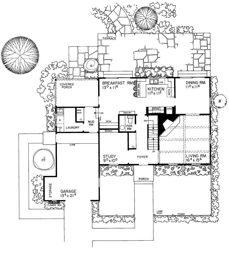Floor Plan First Story of Colonial Plan #137-1716