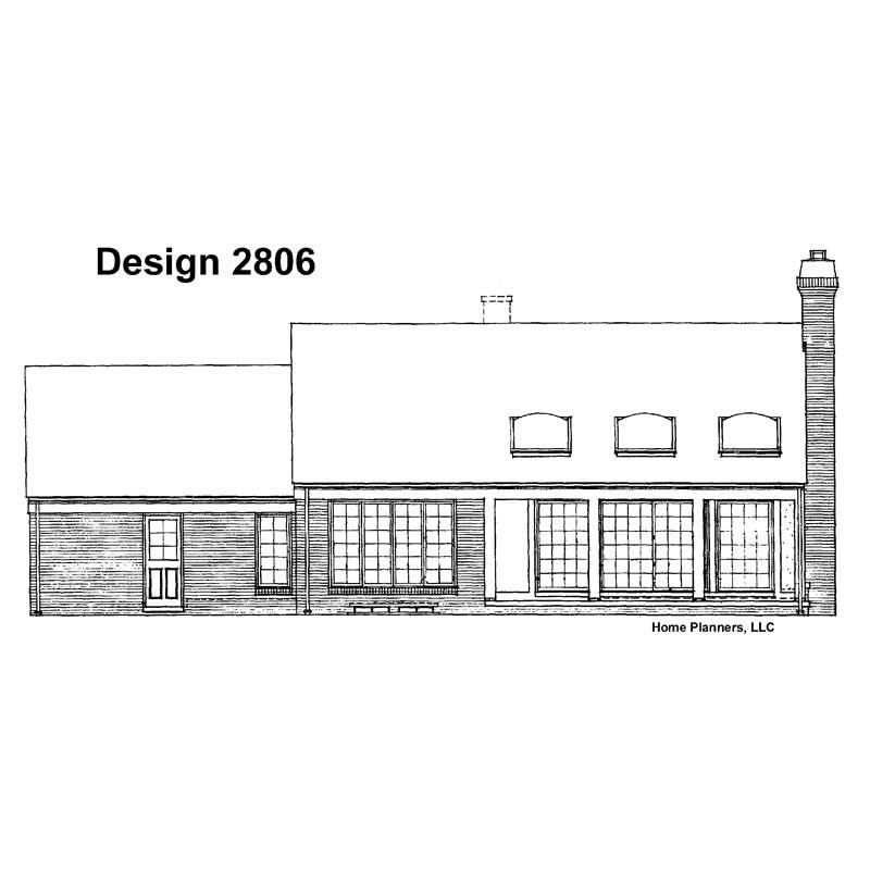Home Plan Rear Elevation of this 2-Bedroom,1584 Sq Ft Plan -137-1719