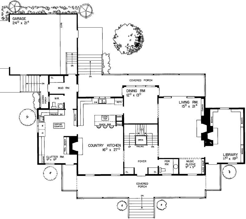 Floor Plan First Story of Farmhouse Plan #137-1722