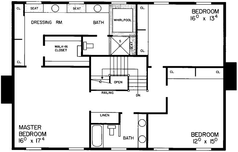 Floor Plan Second Story of Farmhouse Plan #137-1722