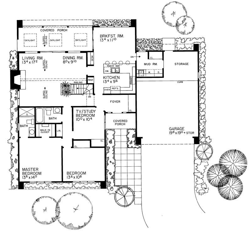 Floor Plan First Story of Modern Plan #137-1724