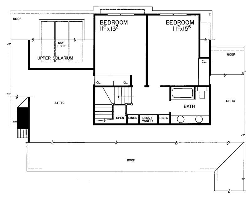 Floor Plan Second Story of Cape Cod Plan #137-1725