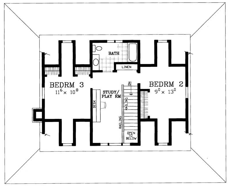 Floor Plan Second Story of Country Plan #137-1726