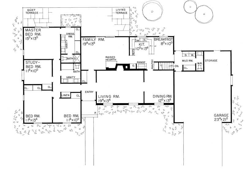 Floor Plan First Story of Ranch Plan #137-1727
