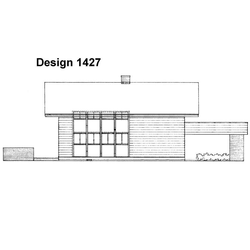 Home Plan Rear Elevation of this 4-Bedroom,1427 Sq Ft Plan -137-1729