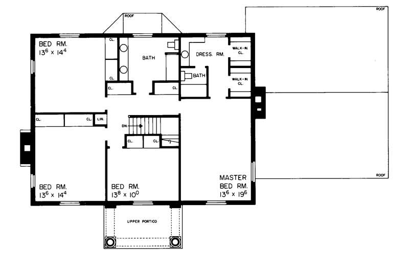 Floor Plan Second Story of Colonial Plan #137-1731