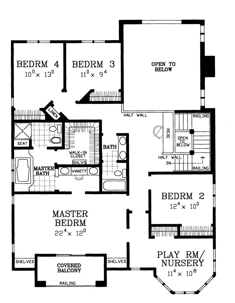 Floor Plan Second Story of Plan #137-1733