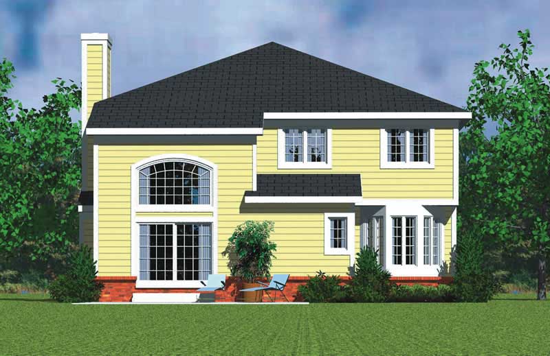 Home Plan Rear Elevation of this 4-Bedroom,3059 Sq Ft Plan -137-1734