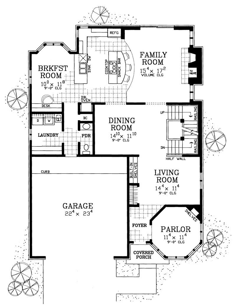 Floor Plan First Story of Country Plan #137-1734