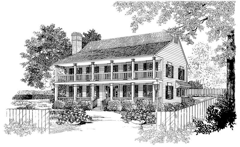 Front elevation of Farmhouse home (ThePlanCollection: House Plan #137-1736)