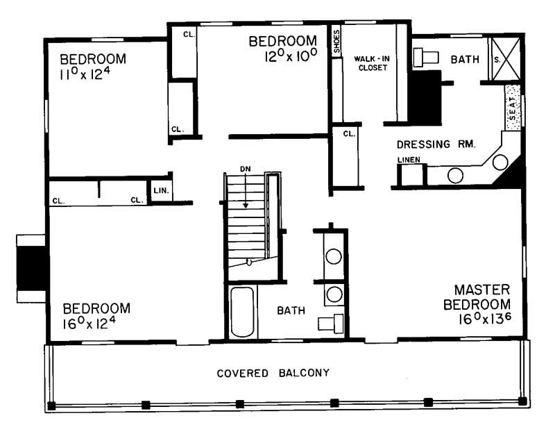 Floor Plan Second Story of Plan #137-1736