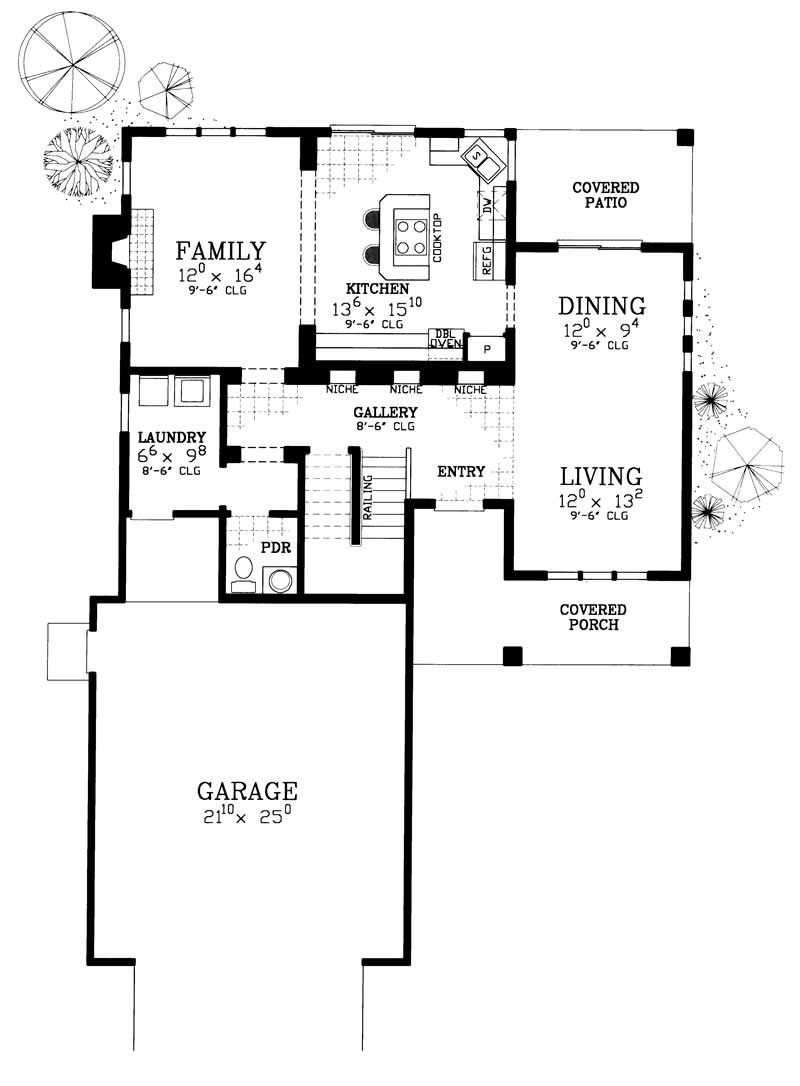 Floor Plan First Story of Craftsman Plan #137-1738