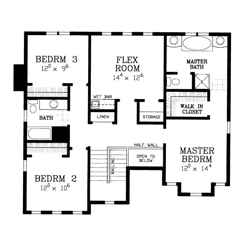 Floor Plan Second Story of Craftsman Plan #137-1738