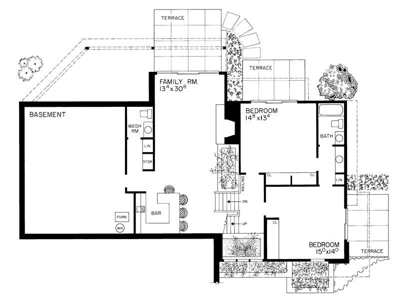 Floor Plan Basement of Contemporary Plan #137-1741