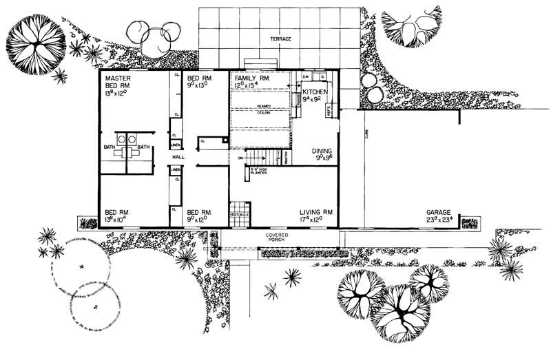 Floor Plan First Story of Ranch Plan #137-1742
