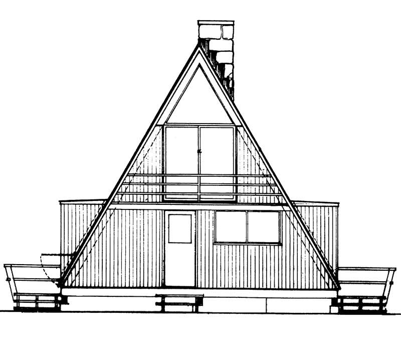 Home Plan Rear Elevation of this 2-Bedroom,1076 Sq Ft Plan -137-1743